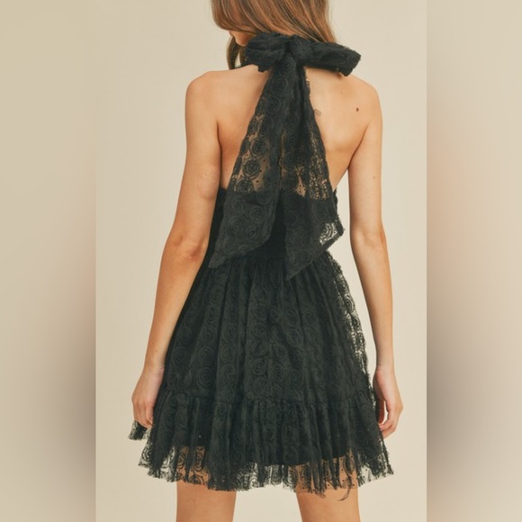 Rose Textured Halter Mini Dress - Picture 8 of 8